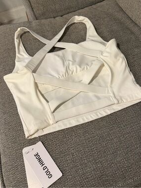 White Cropped Cross-back Athletic Top